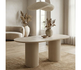 Τραπέζι Hazar Mdf χρώμα travertine - sandstone 180x90x77εκ.