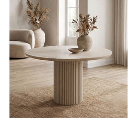Τραπέζι Hazar Mdf χρώμα travertine - sandstone Ø119,5x76εκ.