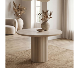 Τραπέζι Hazar Mdf χρώμα travertine - sandstone Ø100,5x76εκ.