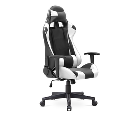 Καρέκλα γραφείου Gaming Alonso από τεχνόδερμα χρώμα λευκό - μαύρο 67x70x125/135 εκ.