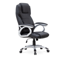 Καρέκλα γραφείου διευθυντική Luca από τεχνόδερμα χρώμα μαύρο 65x60x118/128εκ.