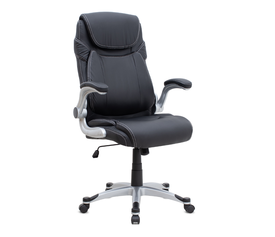 Καρέκλα γραφείου διευθυντική Gustavo από τεχνόδερμα χρώμα μαύρο 69x65x116/126εκ.