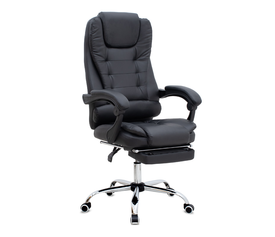 Καρέκλα γραφείου διευθυντική Daria με υποπόδιο από τεχνόδερμα χρώμα μαύρο 65x65x117/127εκ.