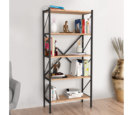 Βιβλιοθήκη Jocasta μεταλλική - μελαμίνης χρώμα pine oak 66x34x160εκ.