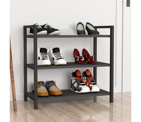 Παπουτσοθήκη Navari 9 ζευγών μεταλλική - μελαμίνης χρώμα μαύρο - ανθρακί 66x36x70εκ.