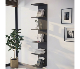 Βιβλιοθήκη - Ραφιέρα τοίχου Ogden χρώμα ανθρακί 34,5x30x180εκ.