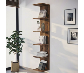 Βιβλιοθήκη - Ραφιέρα τοίχου Ogden χρώμα καπνιστή καρυδιά 34,5x30x180εκ.