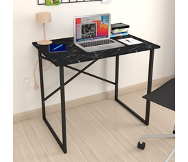 Γραφείο εργασίας Rilke χρώμα μαύρο εφέ μαρμάρου 90x60x75εκ.