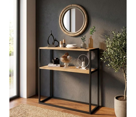 Κονσόλα Castel μεταλλική - μελαμίνης χρώμα μαύρο - pine oak 90x33,5x90εκ.