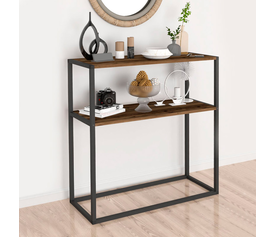 Κονσόλα Castel μεταλλική - μελαμίνης χρώμα μαύρο - καπνιστή καρυδιά 90x33,5x90εκ.