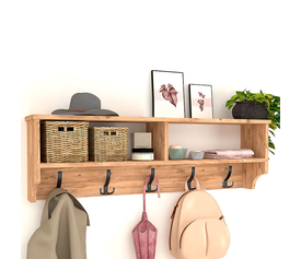 Κρεμάστρα τοίχου Ottila χρώμα pine oak 120x22x37εκ.