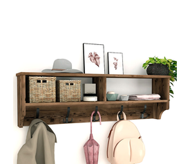 Κρεμάστρα τοίχου Ottila χρώμα καπνιστή καρυδιά 120x22x37εκ.