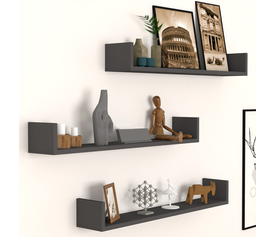 Ραφιέρα τοίχου Tyrion 3 τεμαχίων χρώμα ανθρακί 90x15x12εκ.