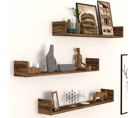 Ραφιέρα τοίχου Tyrion 3 τεμαχίων χρώμα καπνιστή καρυδιά 90x15x12εκ.