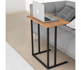 Βοηθητικό τραπεζάκι Jango μεταλλικό - μελαμίνης χρώμα μαύρο - pine oak 60x35,5x65,5εκ.