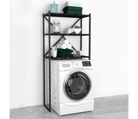 Έπιπλο πλυντηρίου Mindy μεταλλικό - μελαμίνης χρώμα μαύρο εφέ μαρμάρου 66x34x160εκ.