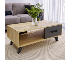 Τραπεζάκι σαλονιού Gilbert χρώμα sapphire oak - ανθρακί 90x45x35εκ.