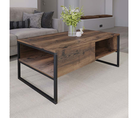 Τραπεζάκι σαλονιού Lawrence χρώμα καπνιστή καρυδιά 105x60x46εκ.