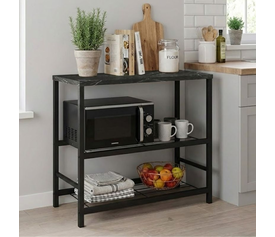 Τραπεζάκι βοηθητικό για φουρνάκι Mulligan μεταλλικό - μελαμίνης χρώμα μαύρο - εφέ μαρμάρου 80x40x80εκ.