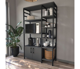 Έπιπλο κουζίνας Benito χρώμα μαύρο - ανθρακί 83,6x30,2x140,7εκ.