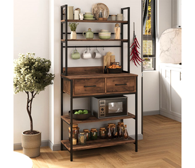 Έπιπλο κουζίνας Printo μεταλλικό - μελαμίνης χρώμα μαύρο - καπνιστή καρυδιά 81,6x37,5x169,1εκ.