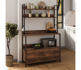 Έπιπλο κουζίνας Severo μεταλλικό - μελαμίνης χρώμα μαύρο - καπνιστή καρυδιά 101x36x160εκ.