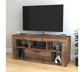 Έπιπλο τηλεόρασης Midili χρώμα καπνιστή καρυδιά 135x42x60,7εκ.