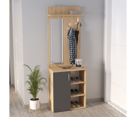 Έπιπλο εισόδου Norva χρώμα sapphire oak - ανθρακί 67,8x36,3x200,6εκ.