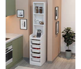 Έπιπλο κουζίνας - μπάνιου Utah με 5 συρτάρια χρώμα λευκό 34,6x44,3x178εκ.