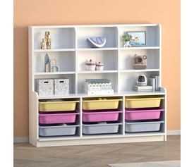 Βιβλιοθήκη Obia με 9 συρτάρια χρώμα λευκό 132,6x30x115εκ.