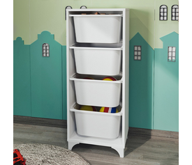 Συρταριέρα κουζίνας - μπάνιου Kayra με 4 συρτάρια χρώμα λευκό 45,3x29,7x116,3εκ.