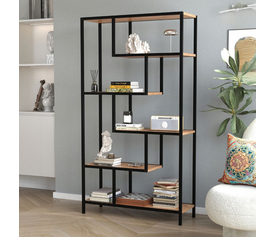 Βιβλιοθήκη Larissa  χρώμα μαύρο - pine oak 90x30x159εκ.