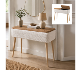 Luno console teddy fabric white - pine oak 90x30x90 cm