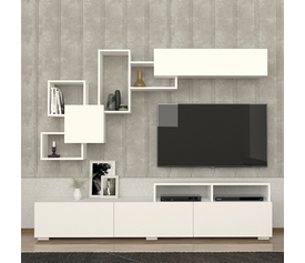 Σύνθεση τηλεόρασης Stamatia χρώμα λευκό 210x36,8x46,8εκ.