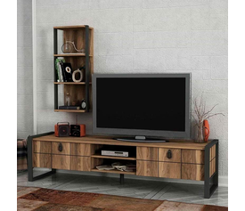 Σύνθεση τηλεόρασης Ursula χρώμα καρυδί - μαύρο 184,5x34x45εκ.