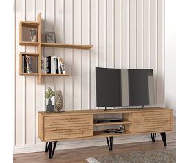 Σύνθεση τηλεόρασης Salerno χρώμα sapphire oak 180x35x51εκ.