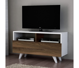 Έπιπλο τηλεόρασης Novela χρώμα λευκό - καρυδί 90x29,5x50εκ.