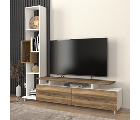 Σύνθεση τηλεόρασης Tulip χρώμα λευκό - καρυδί 160x29,5x160εκ.