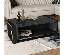 Τραπεζάκι σαλονιού Serina χρώμα μαύρο εφέ μαρμάρου 107x60x40εκ.