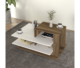 Τραπεζάκι σαλονιού Venus χρώμα λευκό - καρυδί 85x60x43,6εκ.