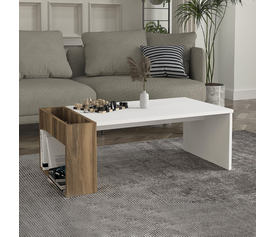 Τραπεζάκι σαλονιού View χρώμα λευκό - καρυδί 95x50x34εκ.