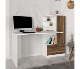Γραφείο εργασίας Merino χρώμα λευκό - καρυδί 149,5x61,8x120εκ.