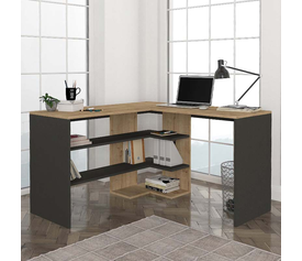 Γραφείο εργασίας Stylo χρώμα sapphire oak -  ανθρακί 120x120x73,8εκ.