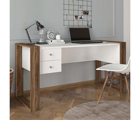 Γραφείο εργασίας Fernando χρώμα λευκό - καρυδί 158,4x60x72,2εκ.