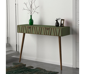 Κονσόλα επιτοίχια Forest χρώμα λαδί - καρυδί 120x35x89,3εκ.