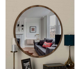 Καθρέπτης τοίχου Glob χρώμα καρυδί 59x2x59εκ.