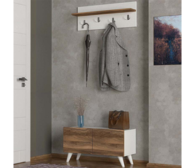 Έπιπλο εισόδου Lores χρώμα λευκό - καρυδί 80x31,3x41,5εκ.