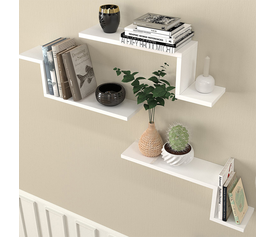 Ραφιέρα τοίχου Lowa 3 τεμαχίων χρώμα λευκό 57,7x14,5x18εκ.