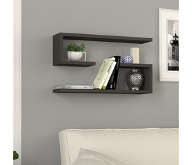 Ραφιέρα τοίχου Jenika 2 τεμαχίων χρώμα ανθρακί 60x14,5x18εκ.