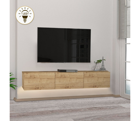 Έπιπλο τηλεόρασης επιτοίχιο Damla με LED χρώμα sapphire oak 180x29,5x29,5εκ.